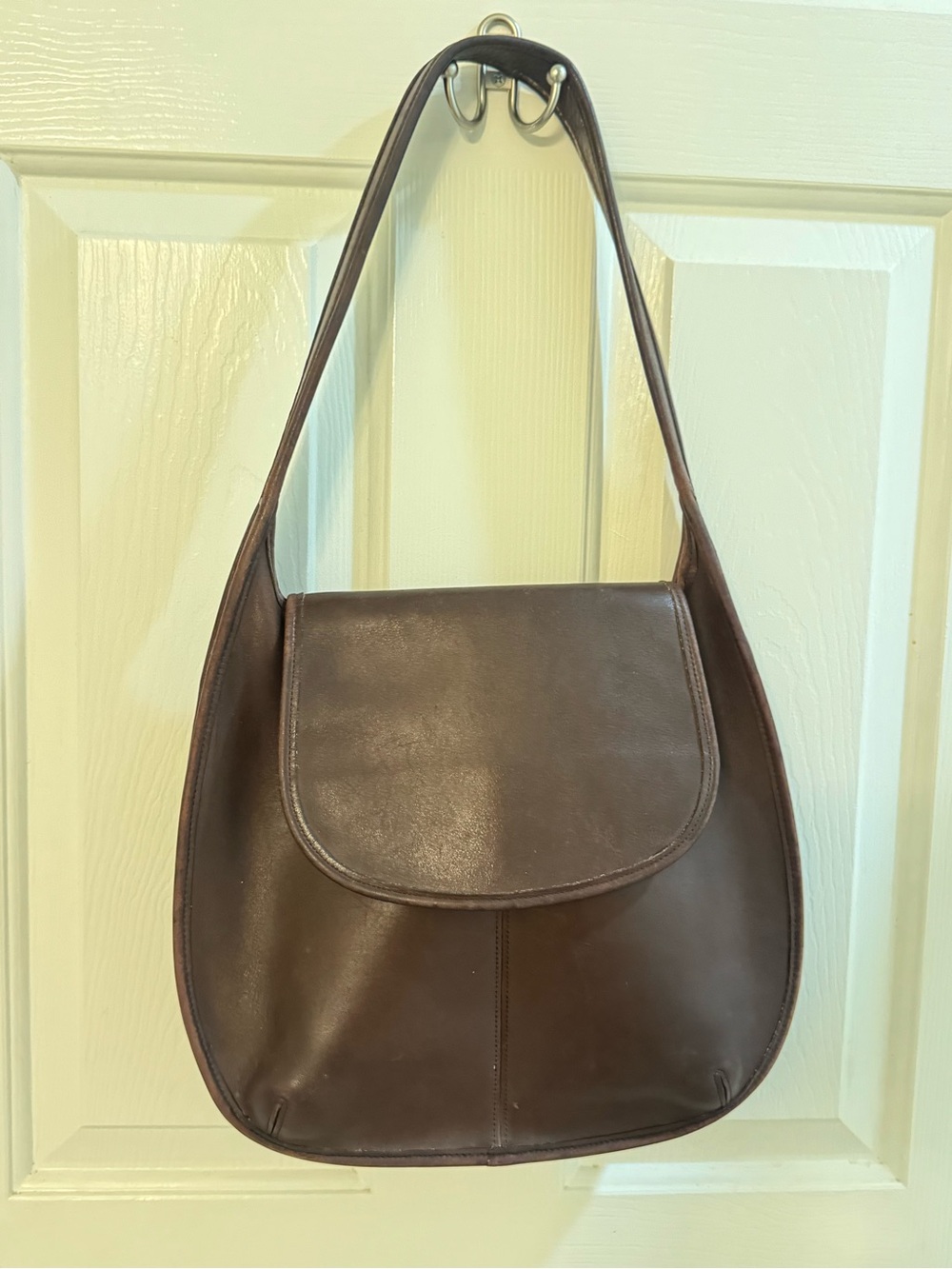 Vintage Coach Brown Leather Flap Shoulder Bag